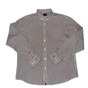 NWOT UNTUCKit Red Navy White Check Plaid Long Sleeve Button Down Shirt S…